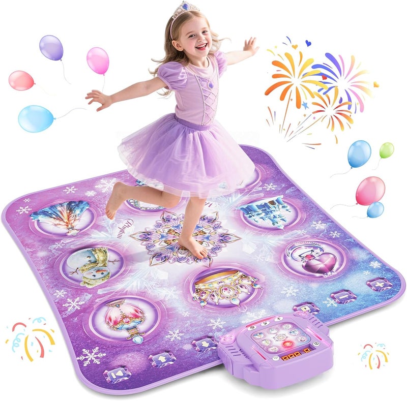 Handwell Dance Mat Toy for 3-12 Year Old Girls, Electronic Dance Pad with Wireless Bluetooth,Frozen 8-Button Music Princess Toys Play Mat for Kids with LED Light, Built-in Music, Toddlers Birthday Gift Ages 3+ - Image 1
